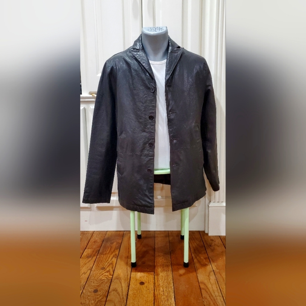 Mens' John Varvatos Black 100% Lambskin Leather Blazer Jacket | Men's Size Small